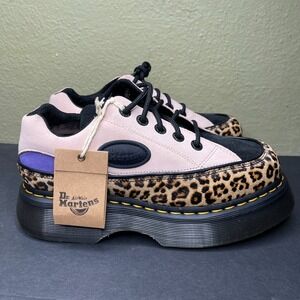 Dr Martens Buzz 5 Leather Platform Shoes Women's Size 7 Leopard Suede Docs New